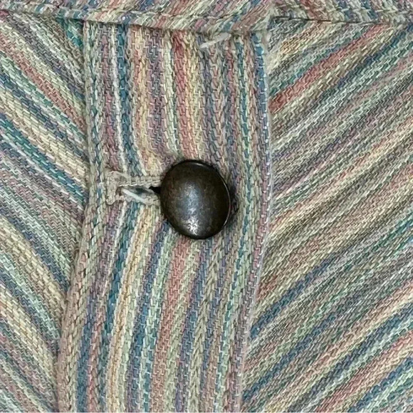 Piloro The Letterpress Anthro Skirt Sz 2 Multicolored Striped Button Down Pocket - Picture 3 of 12